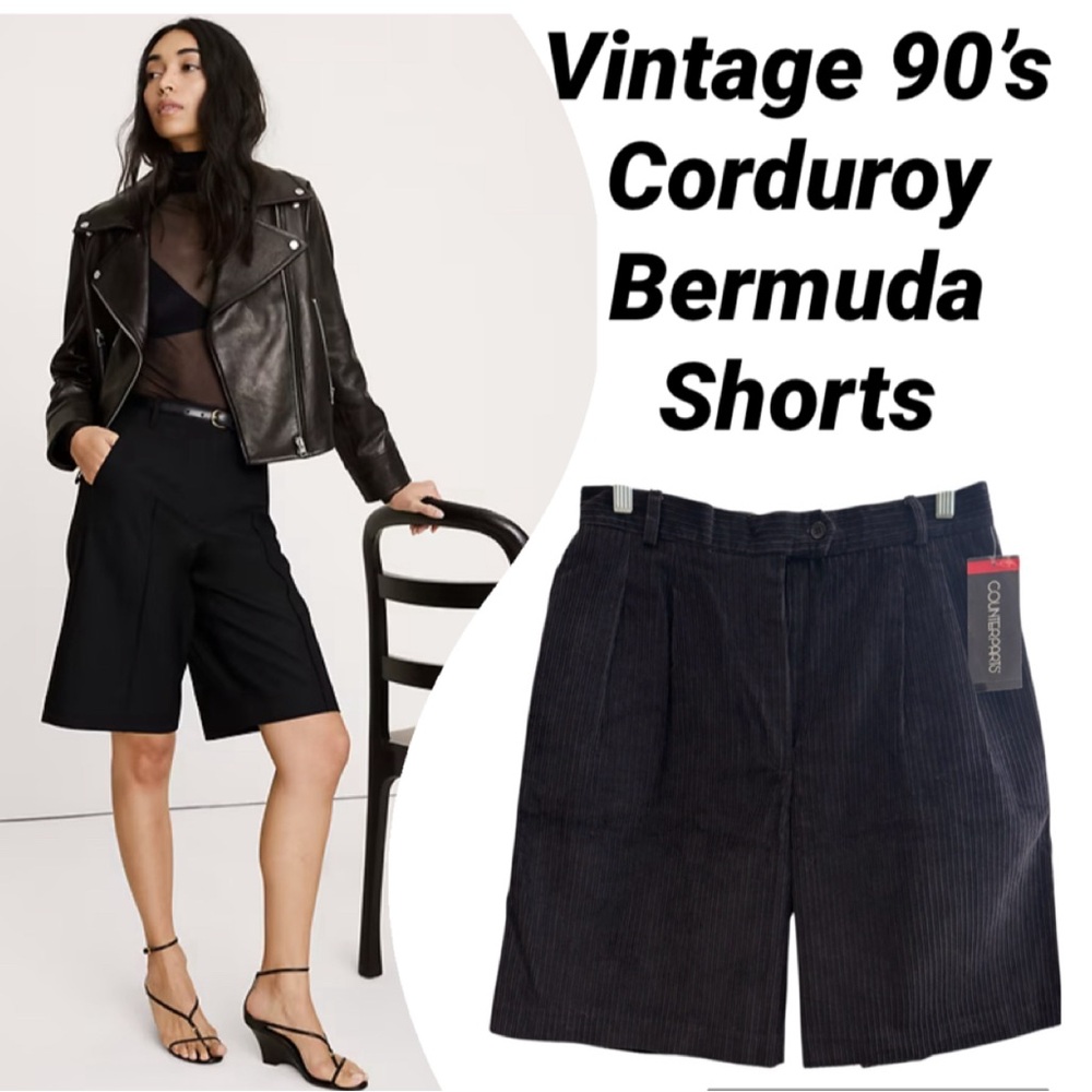 Vintage Corduroy Shorts 90s High Waisted Bermudas Coquette Counterparts Size 12
